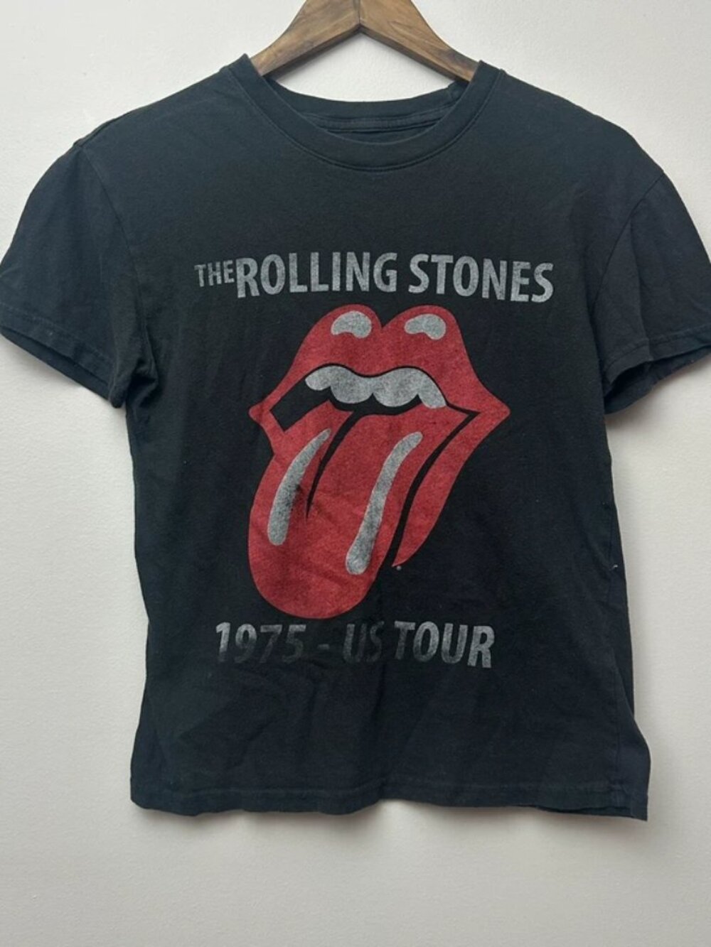 The Rolling Stones 1975 US Tour Black Graphic T-Shirt Size Small